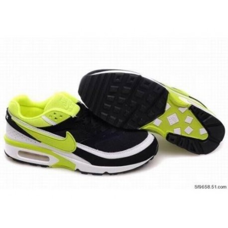 En ligne Homme Nike Air Max Classic BW Noir Blanche Fluorescent Jaune Chaussures Soldes Pas Cher