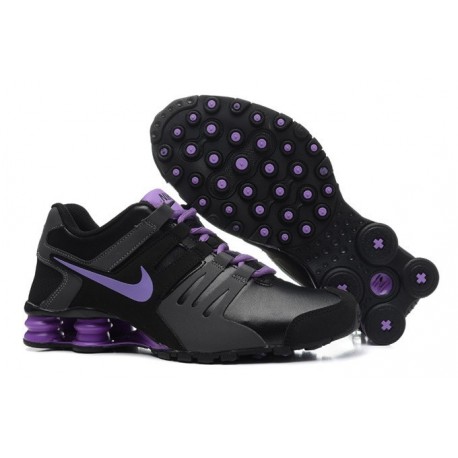 Chaussures en cuir actuelles Nike Shox Noir/Gris/Violet Homme
