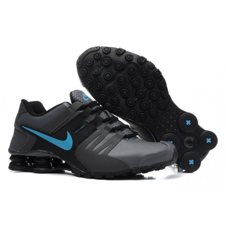 Nike Shox Chaussures en cuir actuelles Hommes Carbone Gris/Noir/Jade