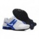 Hommes Nike Shox Chaussures en cuir blanc/bleu actuelles