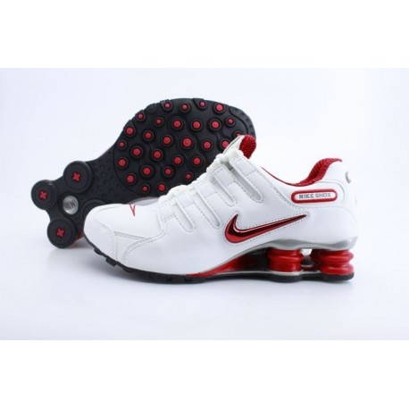 Homme Blanc/Bright Rouge Nike Shox NZ Chaussures de course