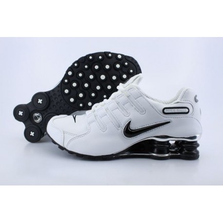 Homme Nike Shox NZ Blanc/Noir Logo Electroplate Button Running Chaussures