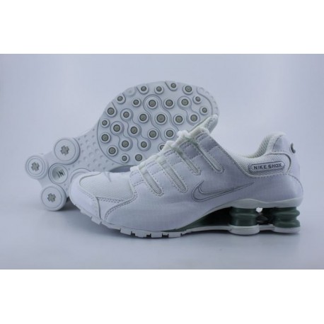 Homme Nike Shox NZ Blanc/Argent Electroplate Button Running Chaussures