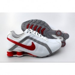 Chaussures de course Nike Shox R4 Homme Blanc/Argent/Rouge